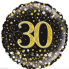 helium cijfer black gold silver confetti 30