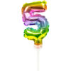 Cijfer-Folieballon Taart Topper Regenboog  nr 5