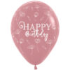 rosewood ballon met printje happy-birthday bloemen