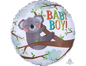 Heliumfolie ballon met een leuke schattige koala hangend in de boom met de tekst erbij baby boy